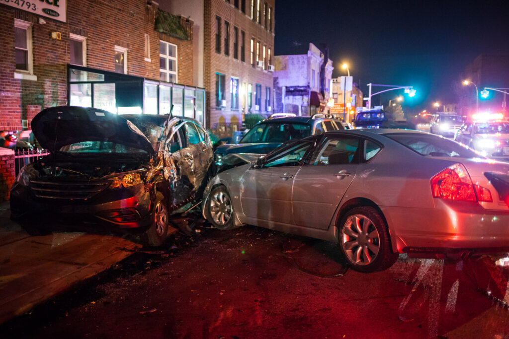Two cars involved in an accident.